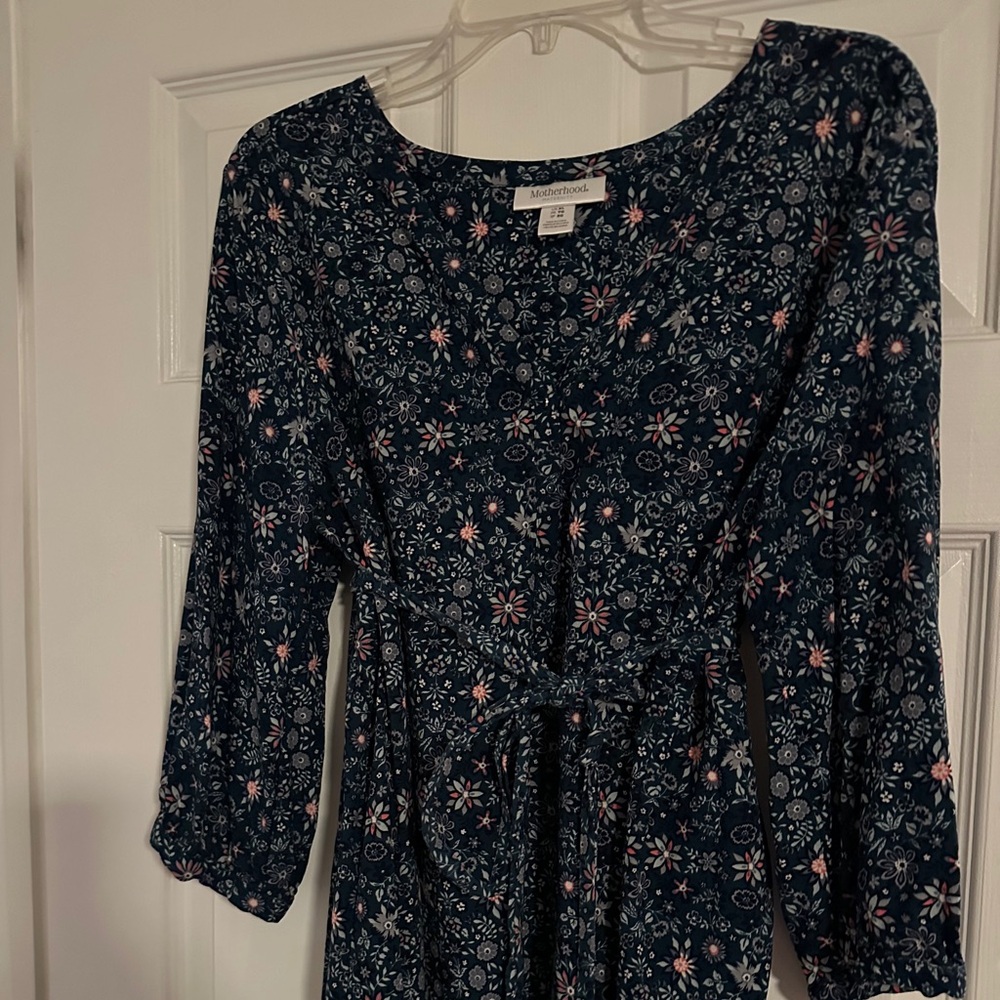 Motherhood Maternity Floral Shirt with Tie